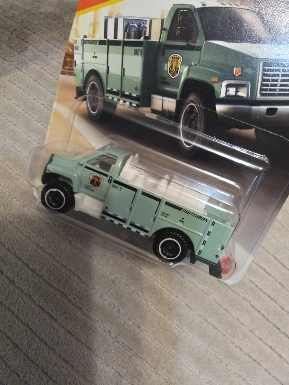 Match GMC 3500 Utility Truck - Mint Green and White